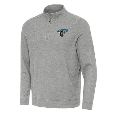 Men's Antigua Heather Gray Maine Black Bears Subtle Quarter-Zip Sweatshirt