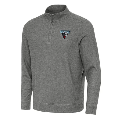 Men's Antigua Heather Charcoal Maine Black Bears Subtle Quarter-Zip Sweatshirt