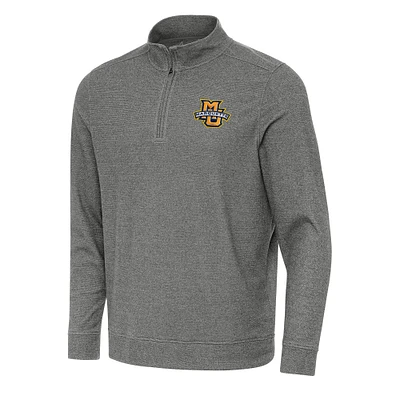 Men's Antigua Heather Charcoal Marquette Golden Eagles Subtle Quarter-Zip Sweatshirt