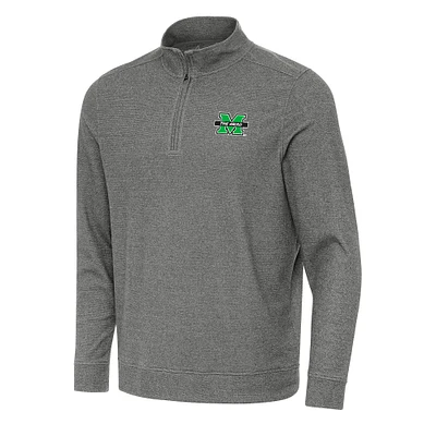 Men's Antigua Heather Charcoal Marshall Thundering Herd Subtle Quarter-Zip Sweatshirt