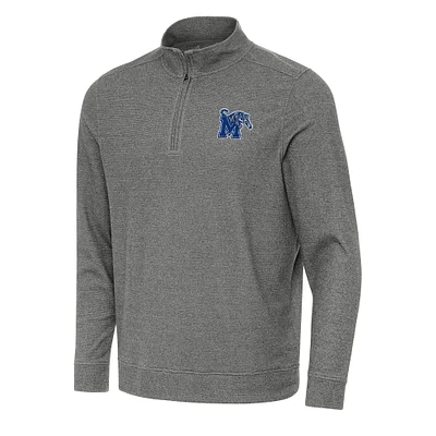 Men's Antigua Heather Charcoal Memphis Tigers Subtle Quarter-Zip Sweatshirt