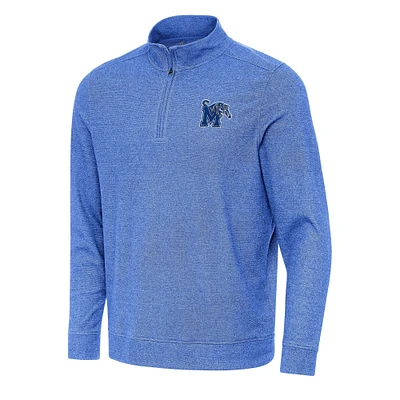 Men's Antigua Heather Royal Memphis Tigers Subtle Quarter-Zip Sweatshirt