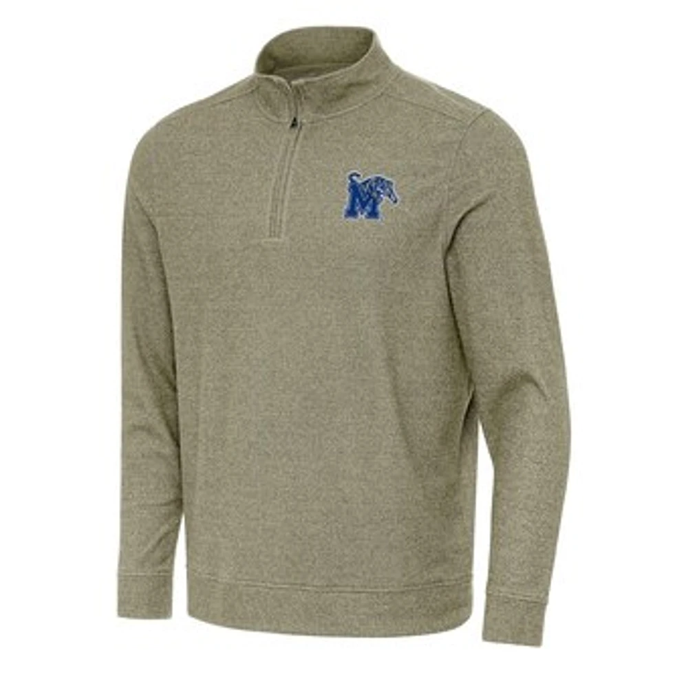 Men's Antigua Olive Memphis Tigers Subtle Quarter-Zip Sweatshirt