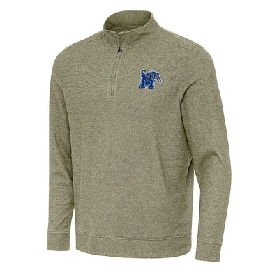 Men's Antigua Olive Memphis Tigers Subtle Quarter-Zip Sweatshirt