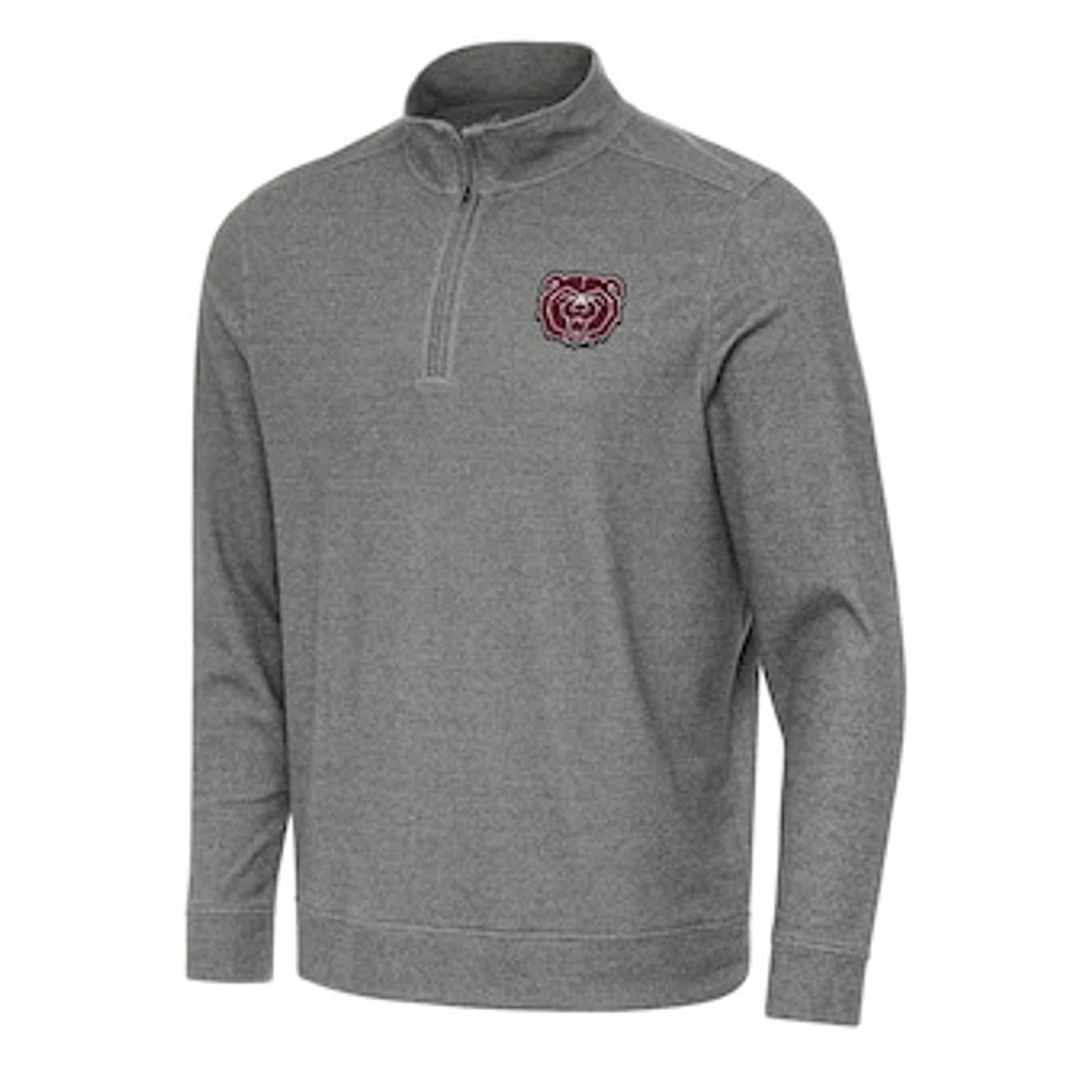 Men's Antigua Heather Charcoal Missouri State University Bears Subtle Quarter-Zip Sweatshirt