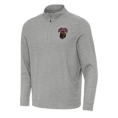Men's Antigua Heather Gray Montana Grizzlies Subtle Quarter-Zip Sweatshirt