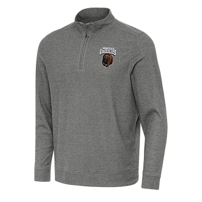 Men's Antigua Heather Charcoal Montana Grizzlies Subtle Quarter-Zip Sweatshirt