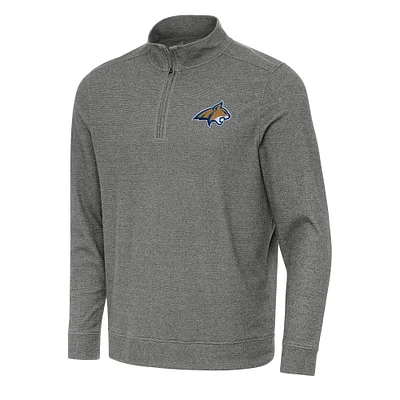 Men's Antigua Heather Charcoal Montana State Bobcats Subtle Quarter-Zip Sweatshirt
