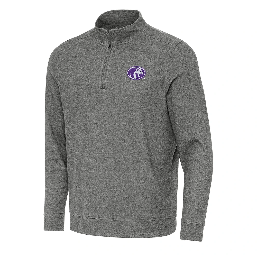 Men's Antigua Heather Charcoal North Alabama Lions Subtle Quarter-Zip Sweatshirt