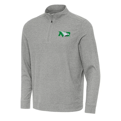 Men's Antigua Heather Gray North Dakota Subtle Quarter-Zip Sweatshirt