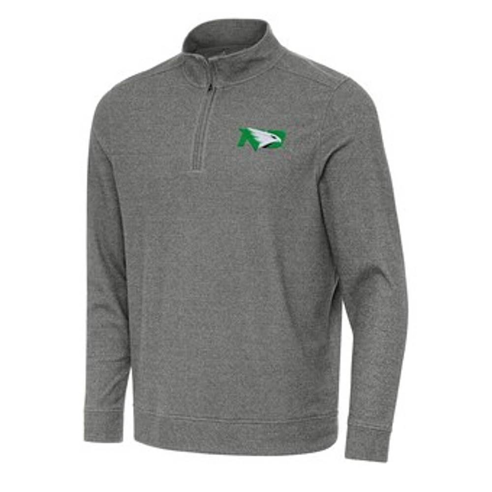 Men's Antigua Heather Charcoal North Dakota Subtle Quarter-Zip Sweatshirt