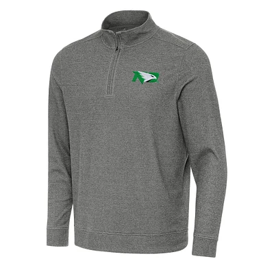 Men's Antigua Heather Charcoal North Dakota Subtle Quarter-Zip Sweatshirt