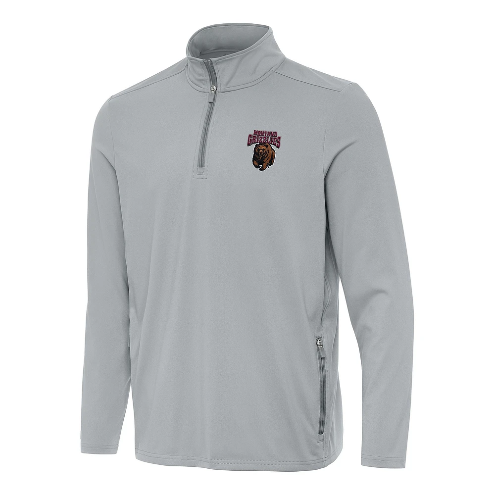 Men's Antigua Gray Montana Grizzlies Perilous Quarter-Zip Sweatshirt
