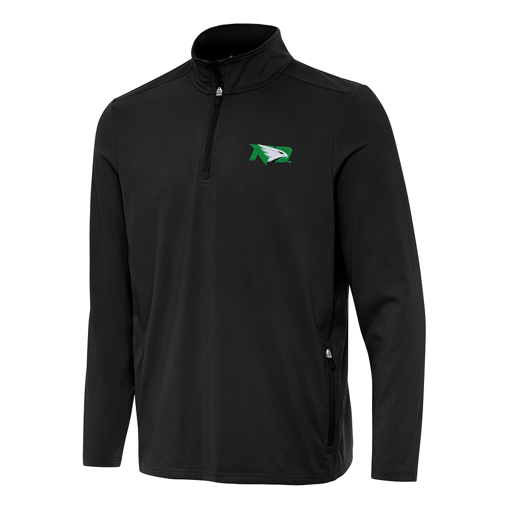 Men's Antigua Black North Dakota Perilous Quarter-Zip Sweatshirt
