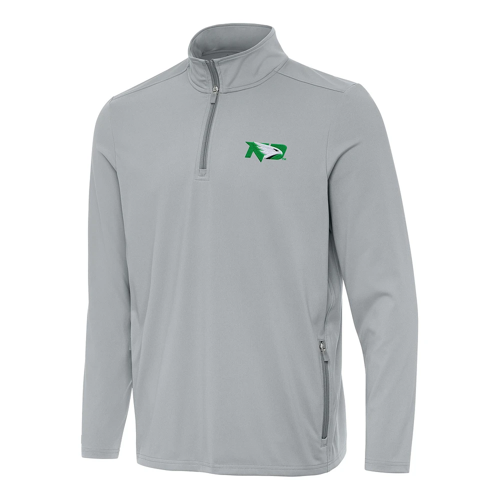 Men's Antigua Gray North Dakota Perilous Quarter-Zip Sweatshirt