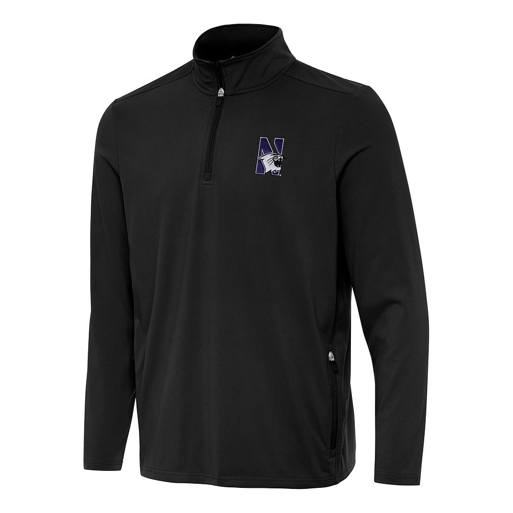 Men's Antigua Black Northwestern Wildcats Perilous Quarter-Zip Sweatshirt