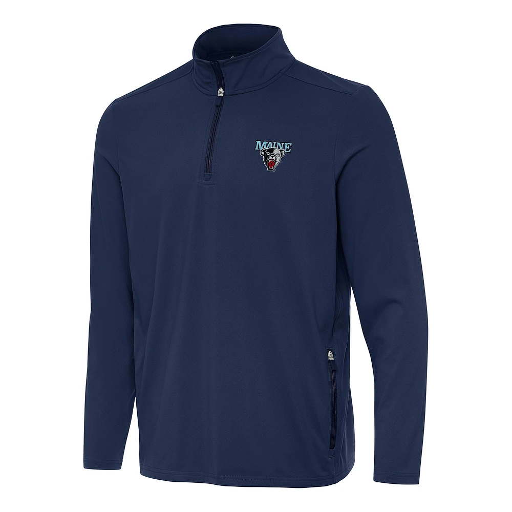 Men's Antigua Navy Maine Black Bears Perilous Quarter-Zip Sweatshirt