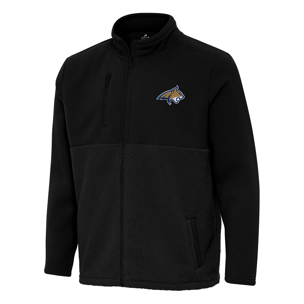 Men's Antigua Black Montana State Bobcats Daily Fused Full-Zip Jacket