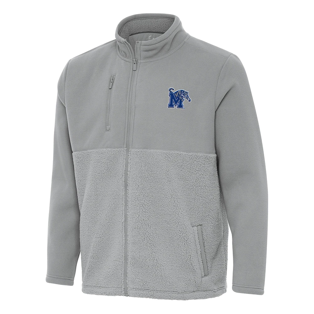Men's Antigua Gray Memphis Tigers Daily Fused Full-Zip Jacket