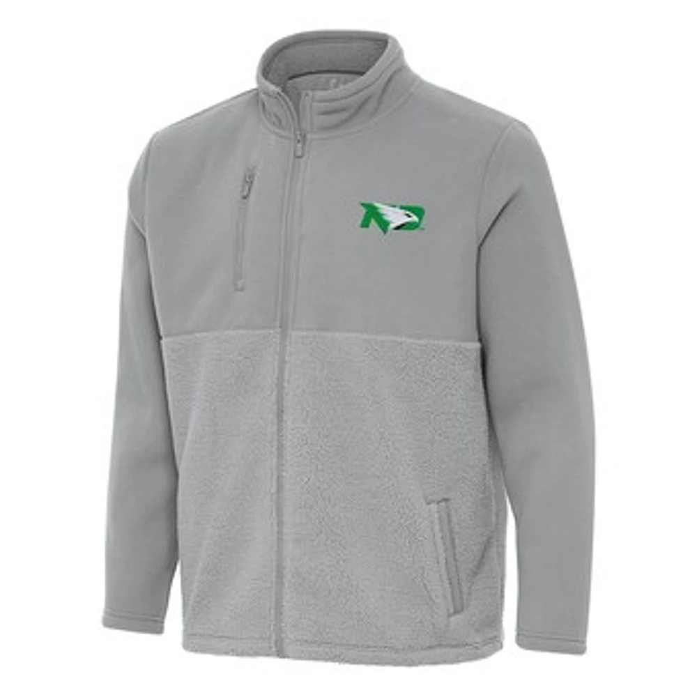 Men's Antigua Gray North Dakota Daily Fused Full-Zip Jacket