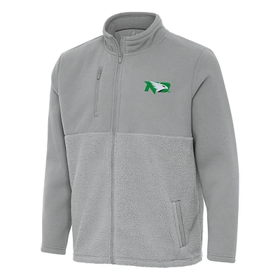 Men's Antigua Gray North Dakota Daily Fused Full-Zip Jacket