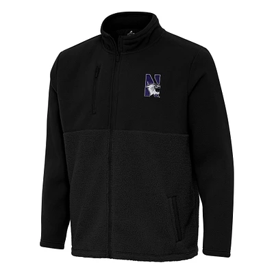 Men's Antigua Black Northwestern Wildcats Daily Fused Full-Zip Jacket