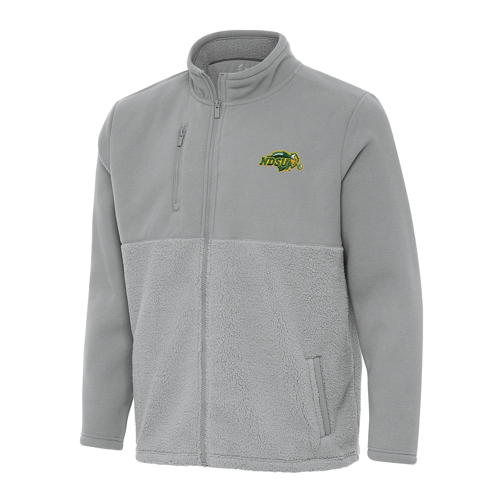 Men's Antigua Gray NDSU Bison Daily Fused Full-Zip Jacket
