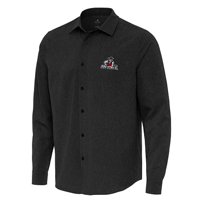 Men's Antigua Black New Mexico State Aggies Exposure Woven Long Sleeve Full-Button Shirt