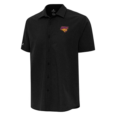 Men's Antigua Northern Iowa Panthers Activate Woven Short Sleeve Button-Up Shirt