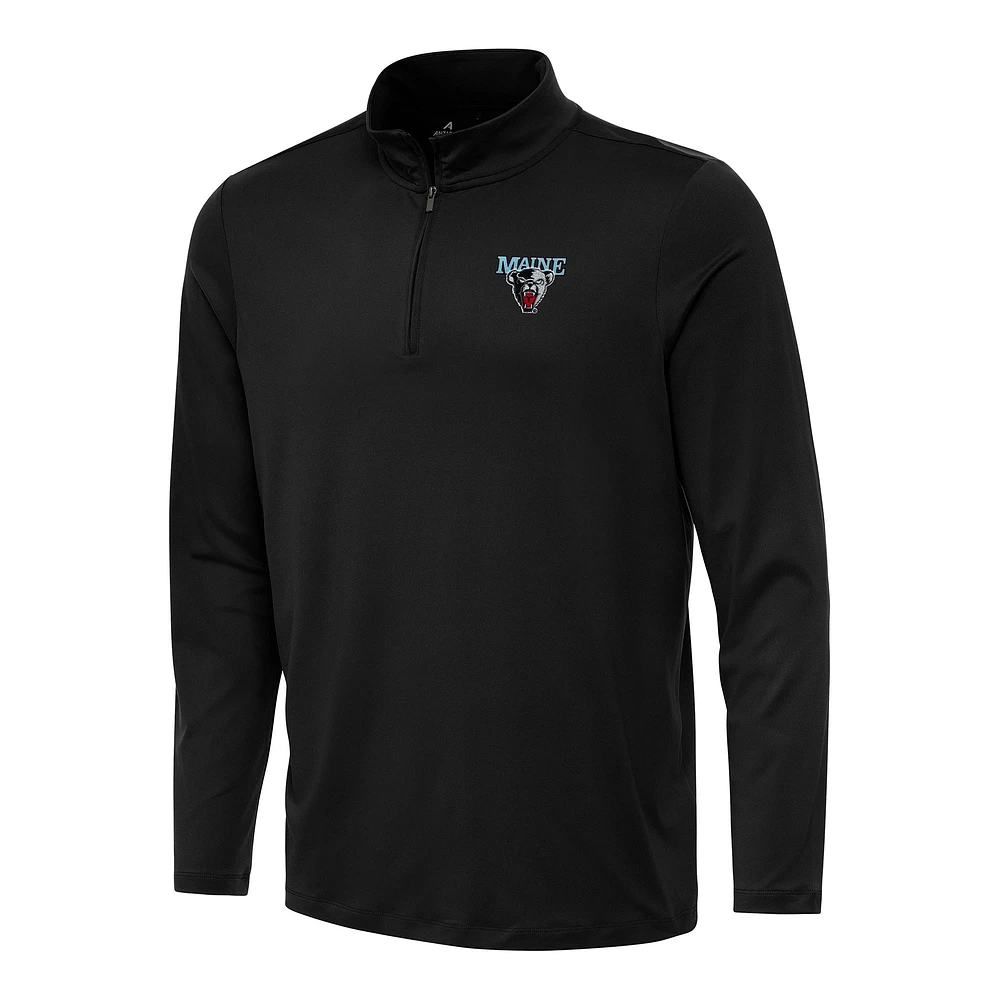 Men's Antigua Black Maine Bears Reprocess Quarter-Zip Top