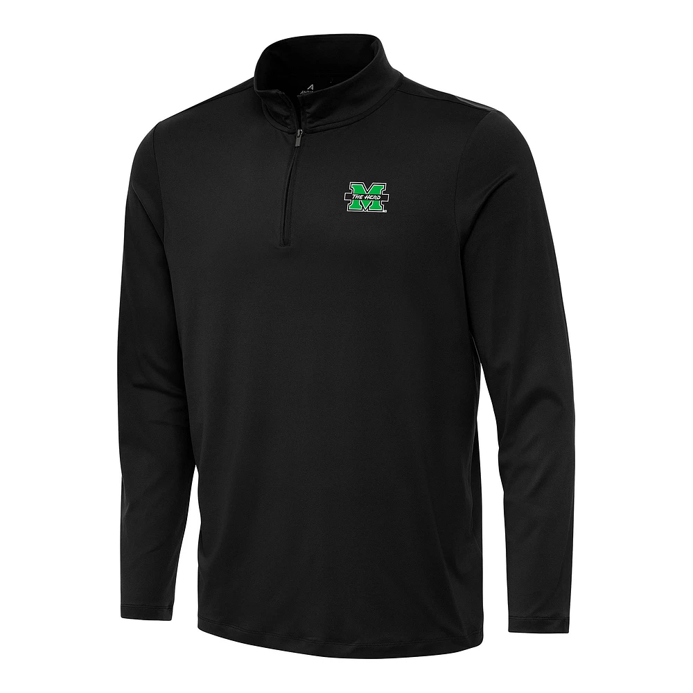 Men's Antigua Black Marshall Thundering Herd Reprocess Quarter-Zip Top