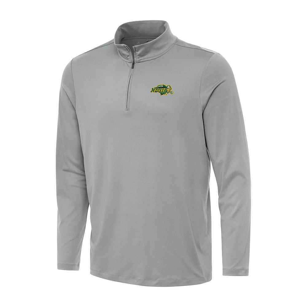 Men's Antigua Gray NDSU Bison Reprocess Quarter-Zip Top