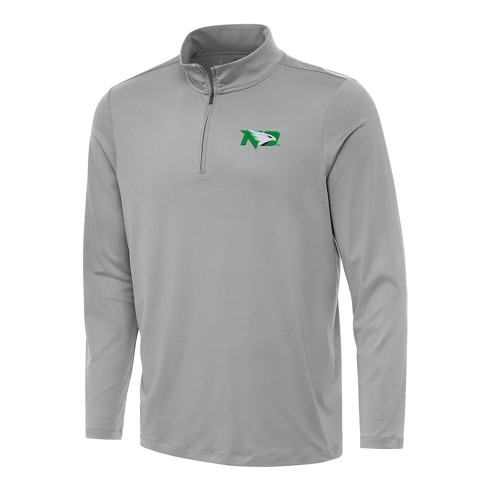 Men's Antigua Gray North Dakota Reprocess Quarter-Zip Top