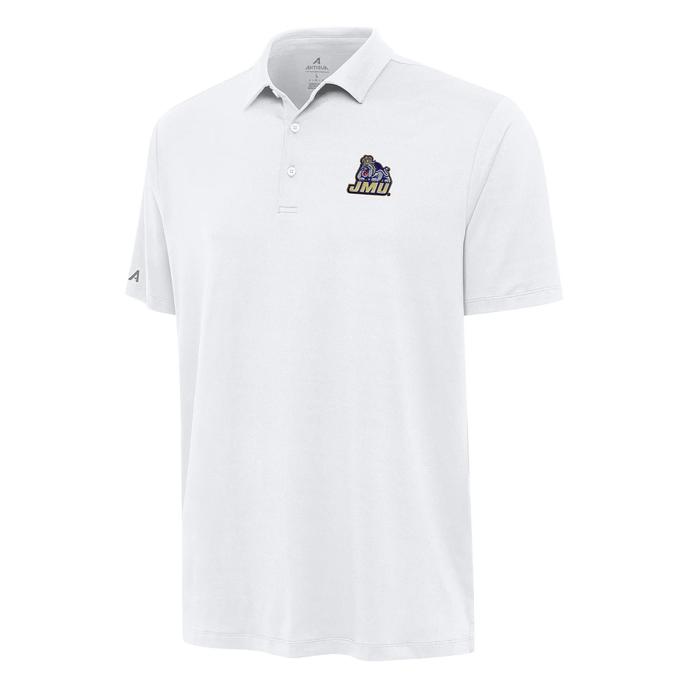 Men's Antigua White James Madison Dukes Reprocess Polo