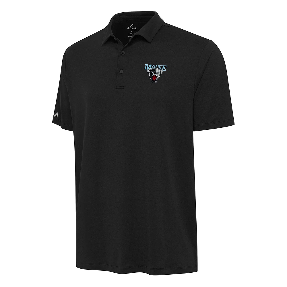 Men's Antigua Black Maine Bears Reprocess Polo