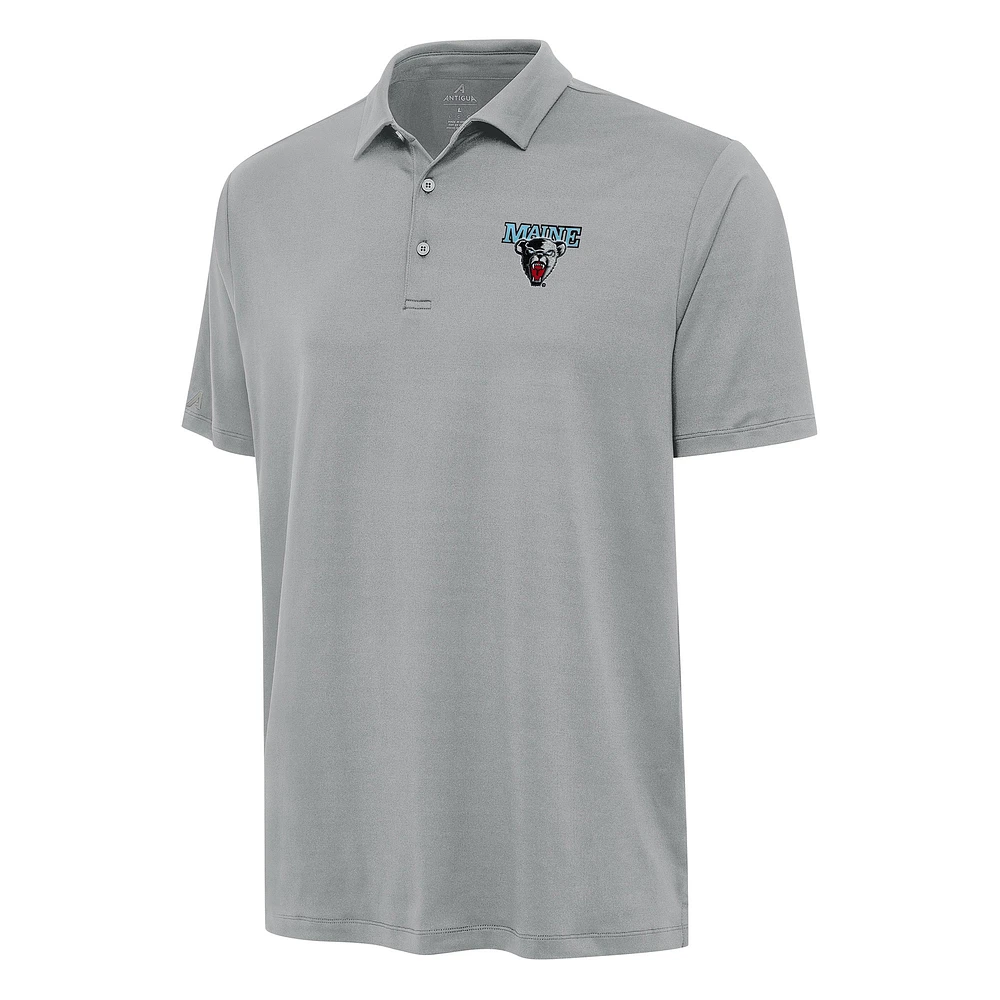 Men's Antigua Gray Maine Black Bears Reprocess Polo