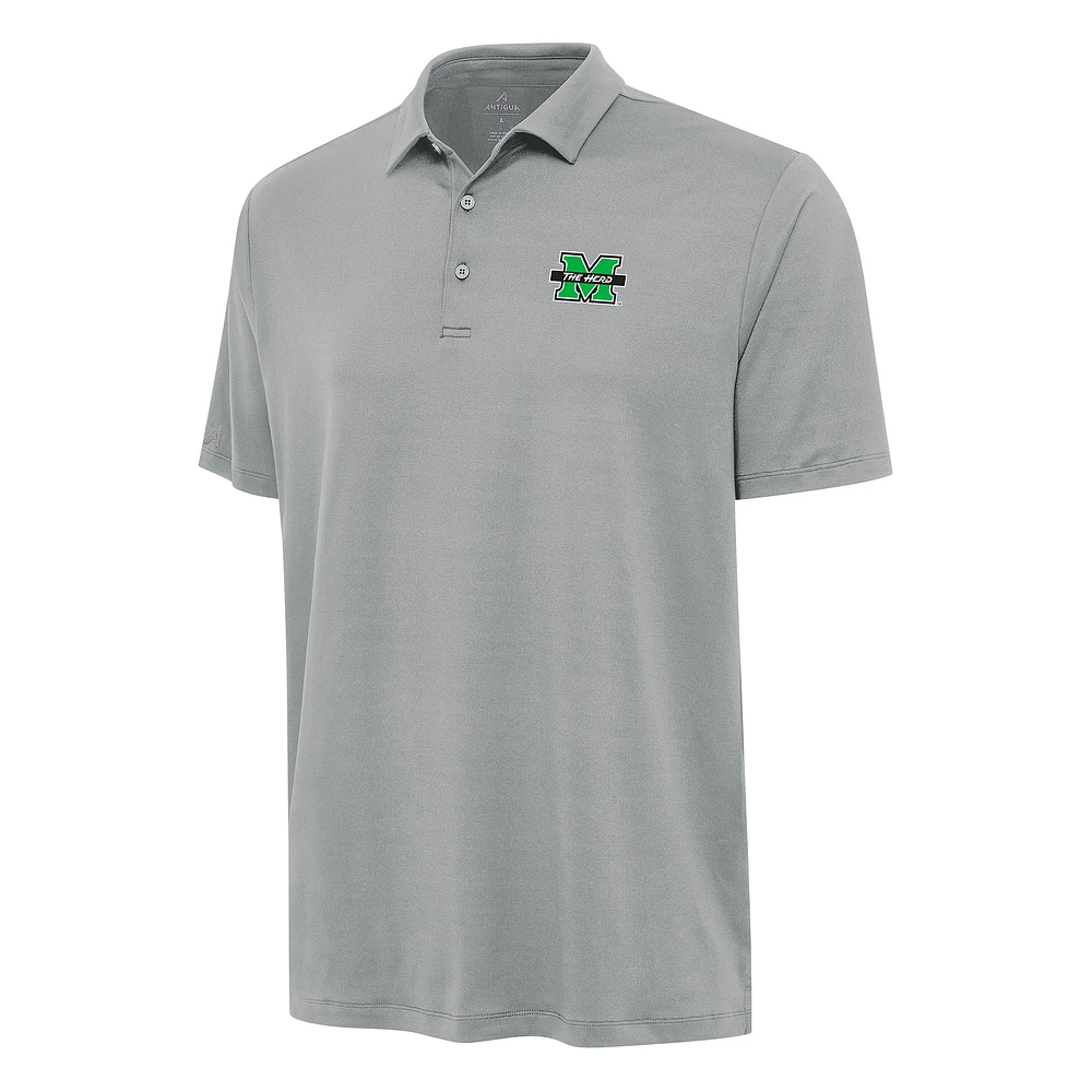Men's Antigua Gray Marshall Thundering Herd Reprocess Polo