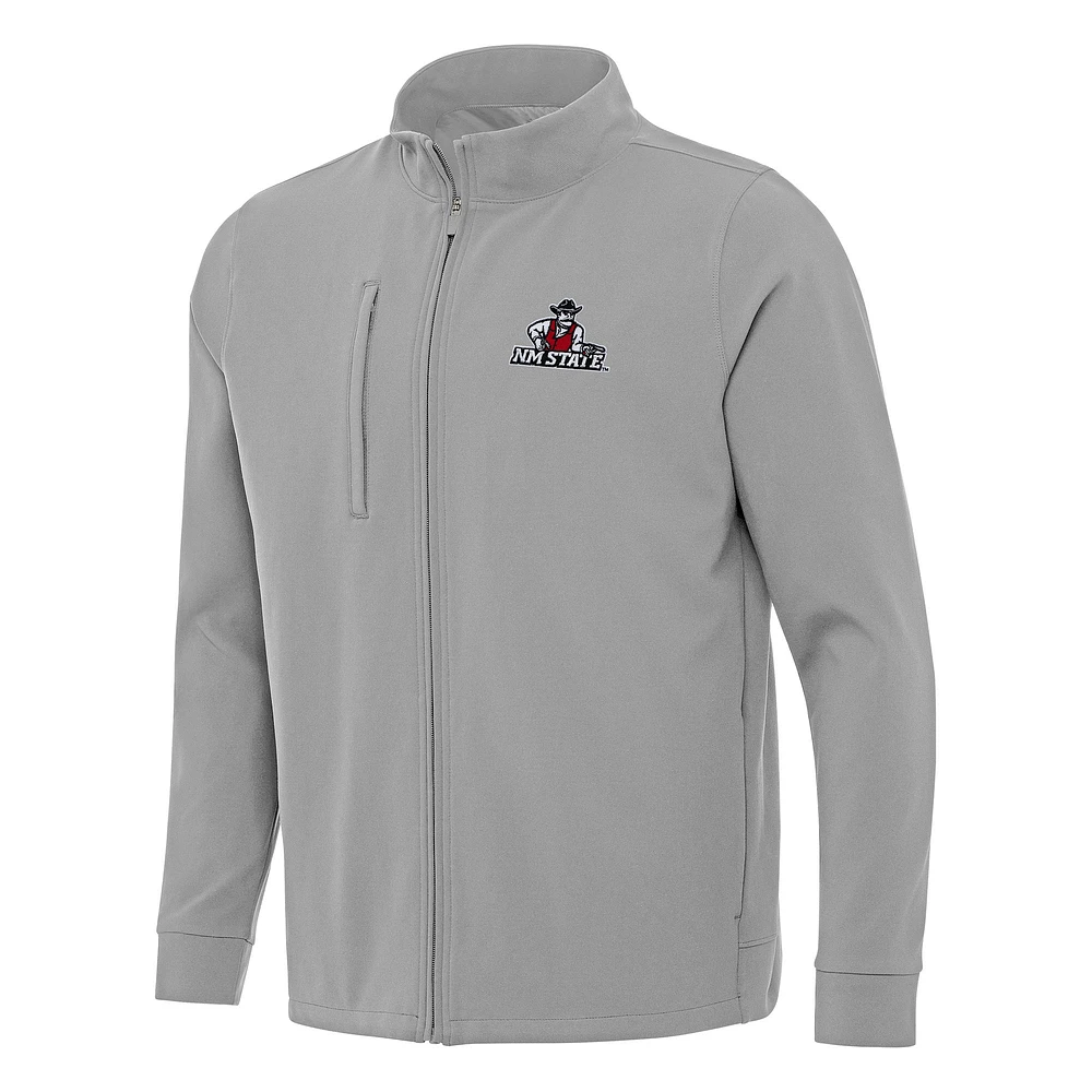 Men's Antigua Gray New Mexico State Aggies Regard Full-Zip Jacket