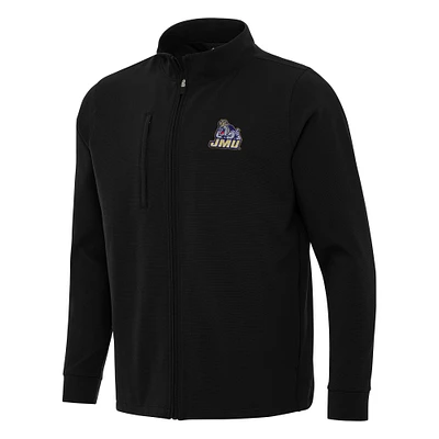 Men's Antigua Black James Madison Dukes Regard Full-Zip Jacket