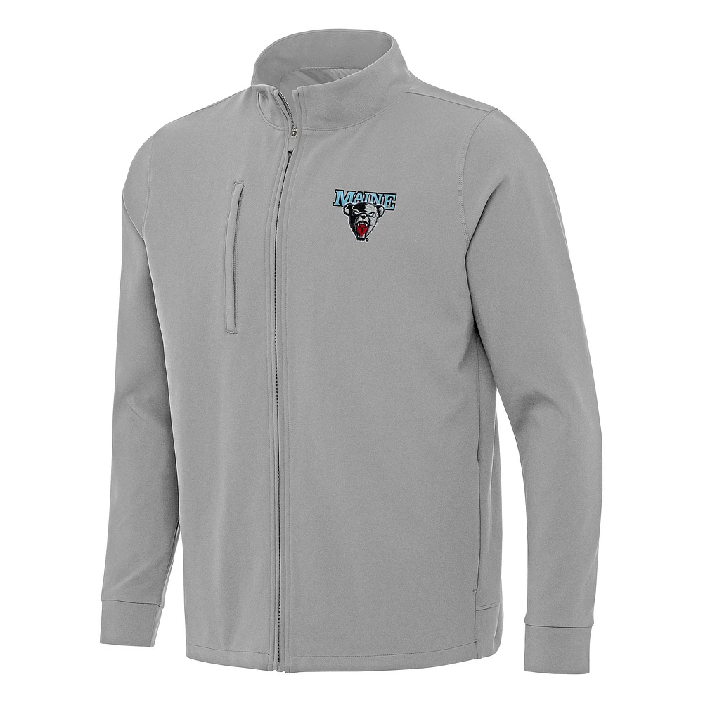 Men's Antigua Gray Maine Black Bears Regard Full-Zip Jacket