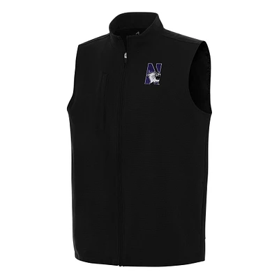 Men's Antigua Black Northwestern Wildcats Regard Full-Zip Vest