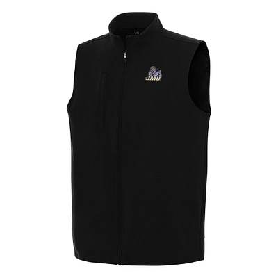 Men's Antigua Black James Madison Dukes Regard Full-Zip Vest