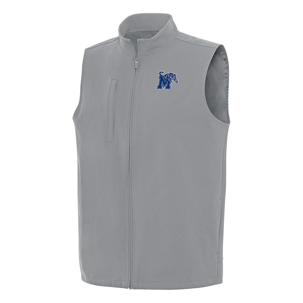 Men's Antigua Gray Memphis Tigers Regard Full-Zip Vest