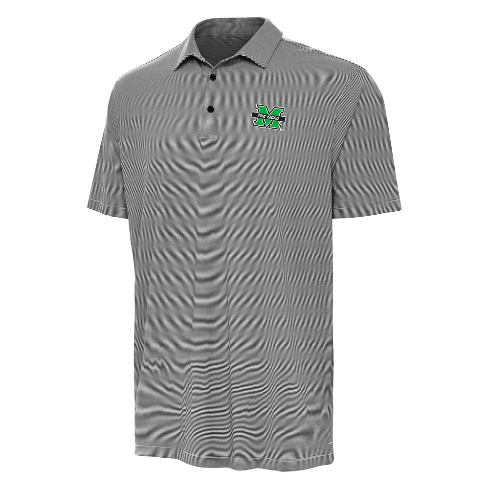 Men's Antigua Black Marshall Thundering Herd Twine Polo