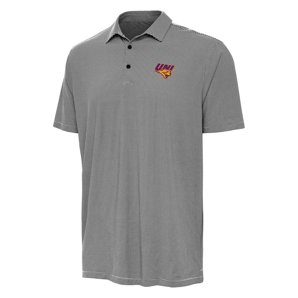 Men's Antigua Black Northern Iowa Panthers Twine Polo