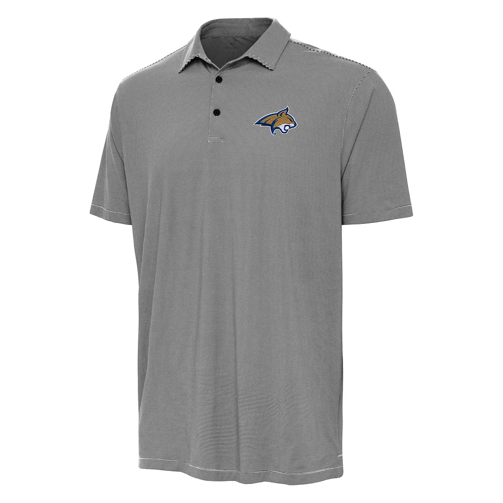Men's Antigua Black Montana State Bobcats Twine Polo