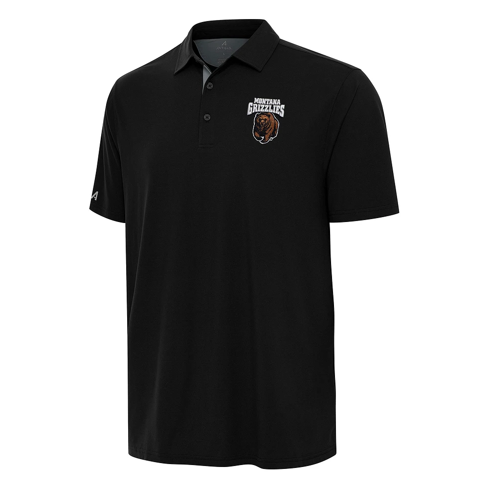 Men's Antigua Black/Gray Montana Grizzlies Era Polo