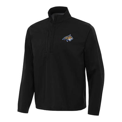 Men's Antigua Black Montana State Bobcats Brisk Quarter-Zip Windbreaker