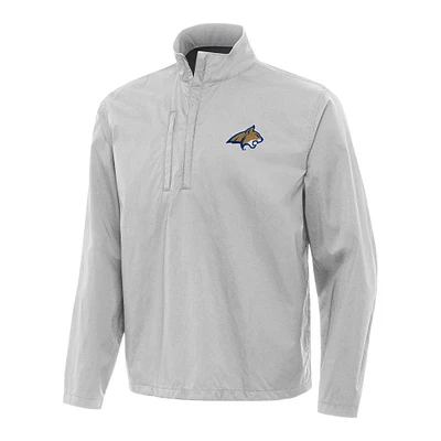 Men's Antigua Heather Gray Montana State Bobcats Brisk Quarter-Zip Windbreaker