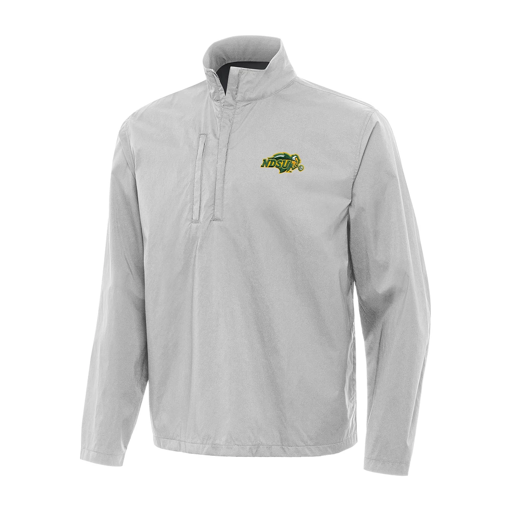 Men's Antigua Heather Gray NDSU Bison Brisk Quarter-Zip Windbreaker